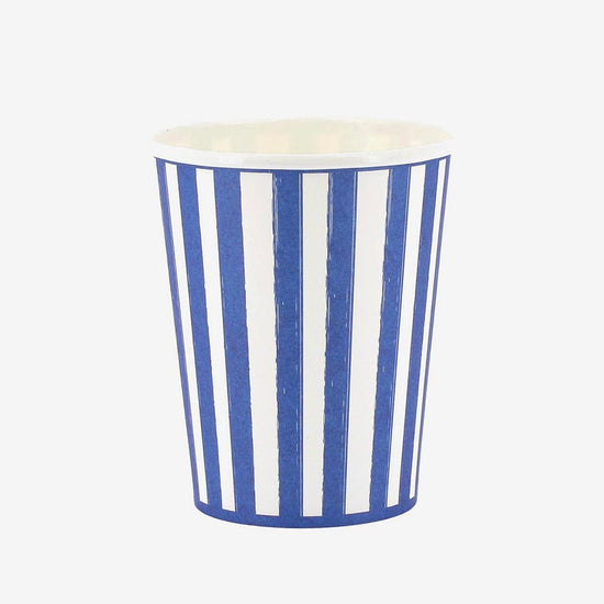 Gobelets à rayures bleues pour fête marine ou été