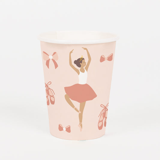 Gobelet carton : 8 gobelets ballerines roses