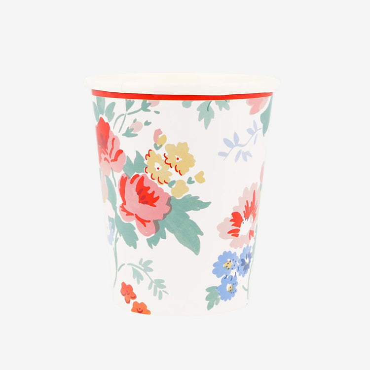 8 gobelets fleurs vintage, parfaits pour un anniversaire fleur 