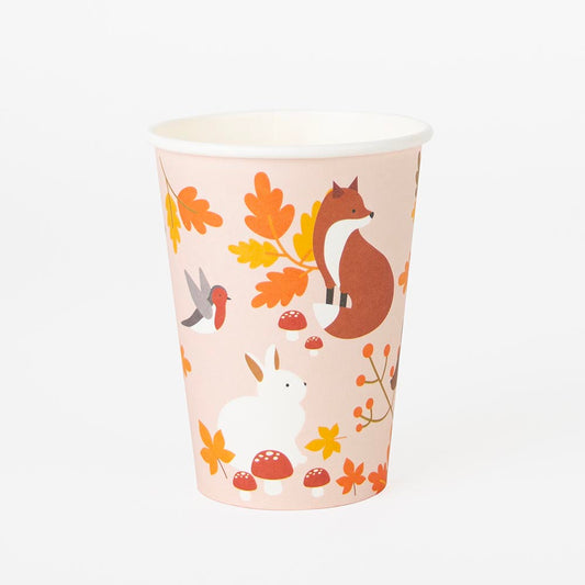 Cardboard cups: forest animal theme table decoration