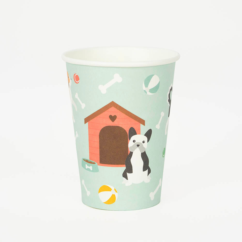 8 gobelets en carton chien : decoration de table anniversaire chien