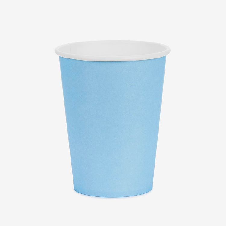 Gobelets en carton bleu clair décoration table anniversaire