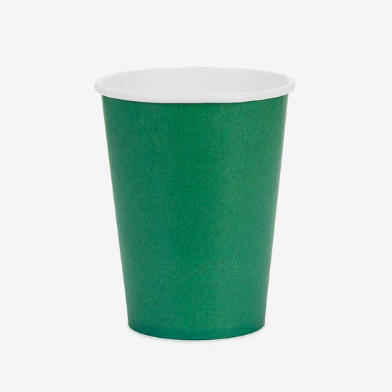 Gobelets en carton vert foncé décoration table anniversaire