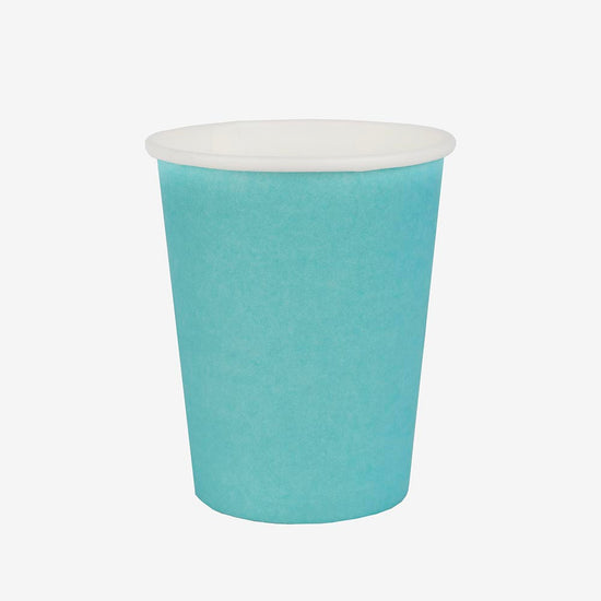 10 gobelets en carton turquoise : deco de table anniversaire marin