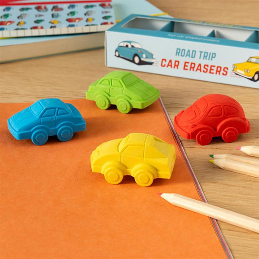 4 colored car erasers: small gift for pinata