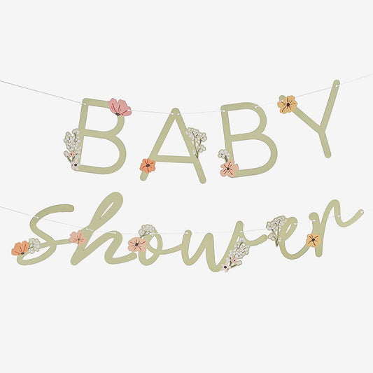 Guirlande florale Baby shower : decoration baby shower mixte
