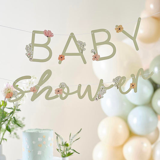 Guirlande florale Baby shower : decoration baby shower fille