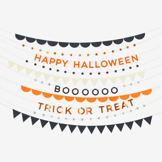 guirlande lettre happy halloween, boo et trick or treat