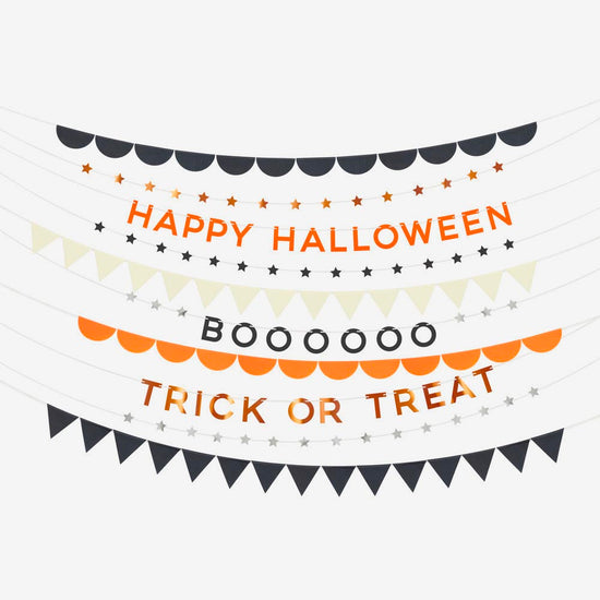 guirlande lettre happy halloween, boo et trick or treat