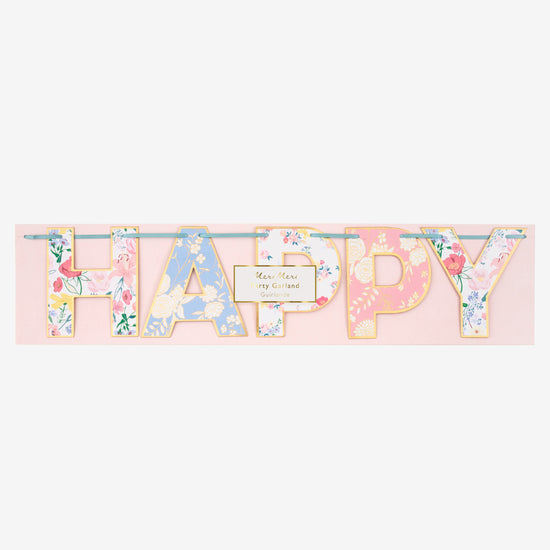 Guirlande jardin anglais pour anniversaire fleurs