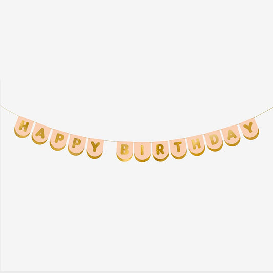 Guirlande rose et dorée : decoration anniversaire fille chic