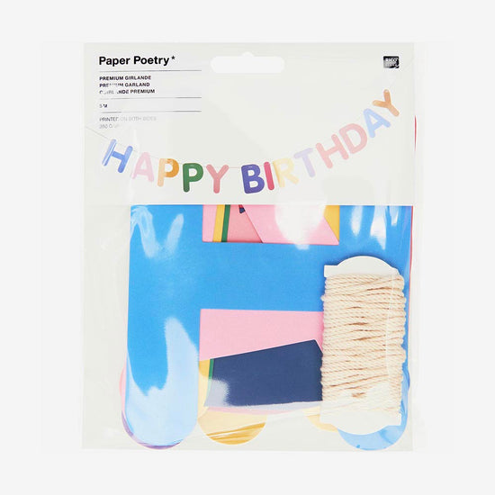 Guirlande colorée Happy Birthday pour table festive