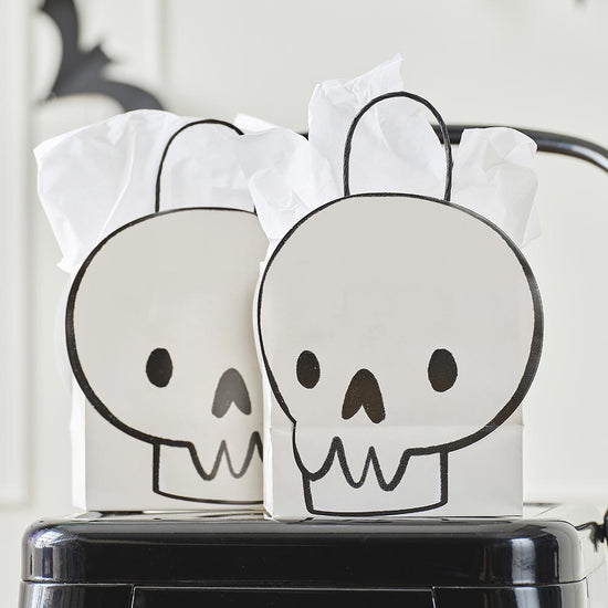 6 sacs cadeaux crâne - Pochettes surprises Halloween