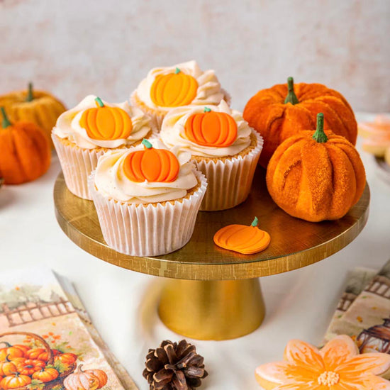 6 toppers citrouilles - decoration comestible pour cupcake