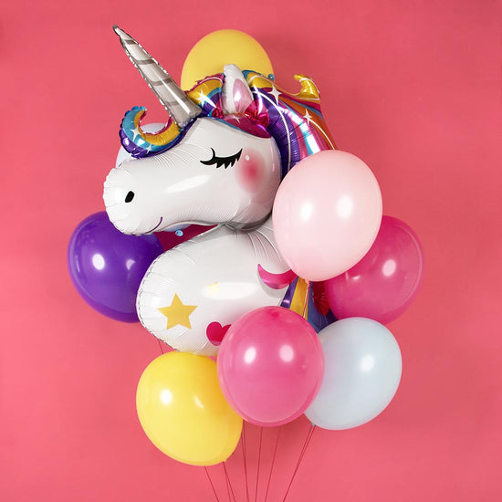 Ballon mylar licorne multicolore : decoration anniversaire fille