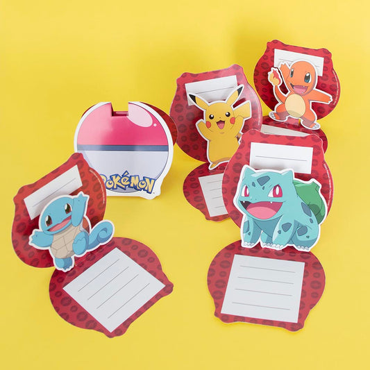 8 carton invitations anniversaire thème Pokemon à remplir