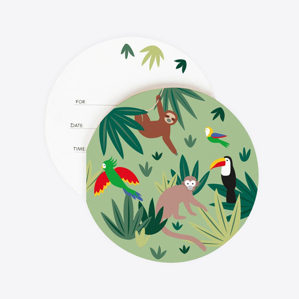 Invitation pour un anniversaire tropical, jungle avec son toucan et se –  Omade