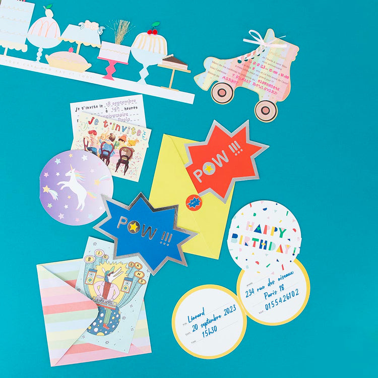 Anniversaire thème barbie : cartes invitations anniversaire roller pastel