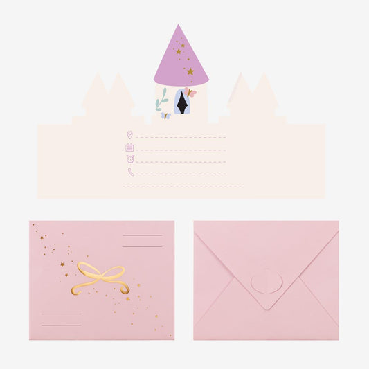 Invitation anniversaire  : 6 invitations château de princesse pour une fête