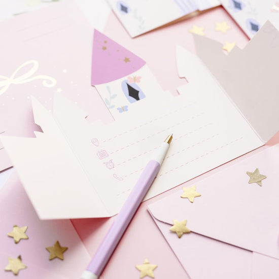 Invitation anniversaire  : 6 invitations château de princesse pour enfants