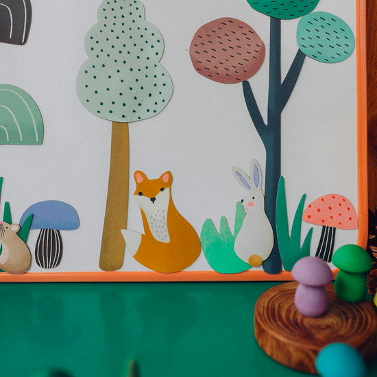 Jouet magnétique sur le thème de la forêt : ours, lapin, faon, arbres, idée cadeau de Noël enfant