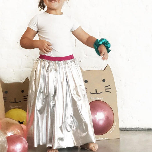 Falda larga plateada - Disfraz infantil - Carnaval, cumpleaños