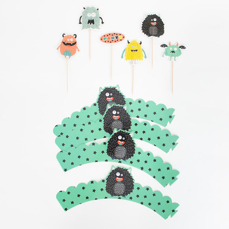 Kit cupcake monstres : decoration gateau anniversaire garcon