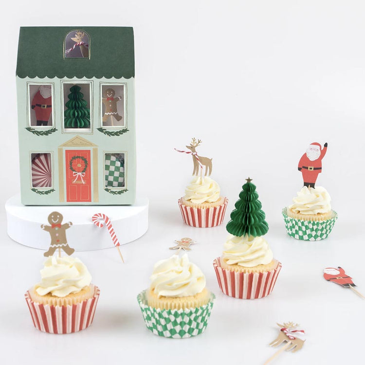 Kit à cupcakes Noël thème maison festive pour des délices gourmands