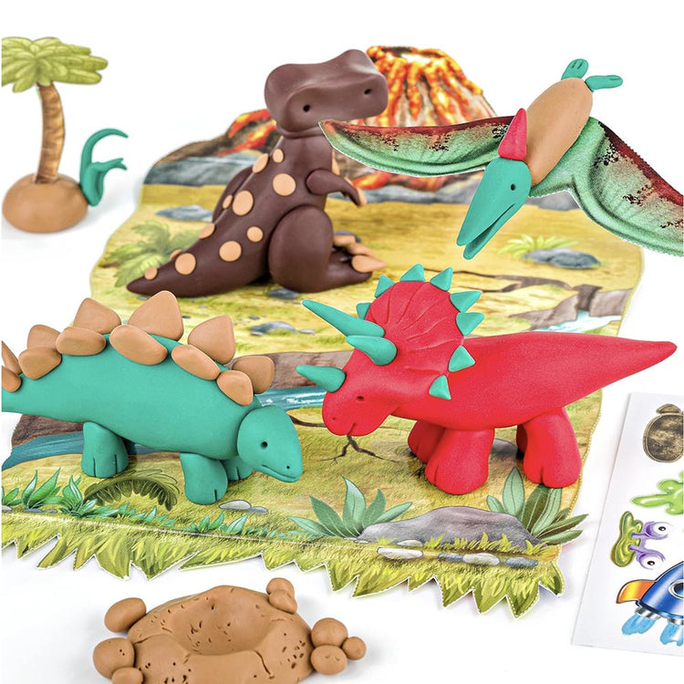 Un ensemble de set de 3 couverts dinosaures en pate fimo. Une idée