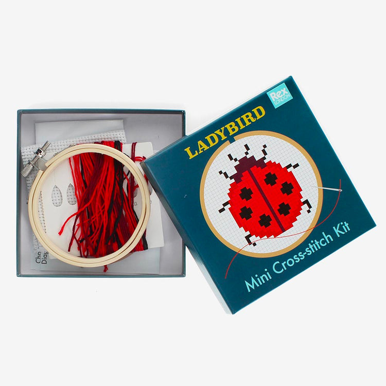 Kit de point de croix coccinelle : activité manuelle enfant