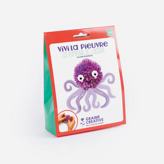 Kit pompon pieuvre : decoration à faire soi meme thème animaux marins