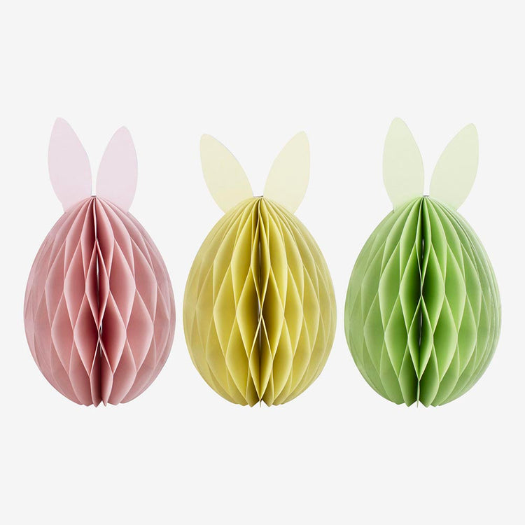 3 lapins de Pâques alvéolés - decoration anniversaire chic