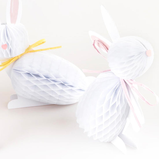 6 lapins blanc alvéolés : deco pour chasse aux oeufs de paques