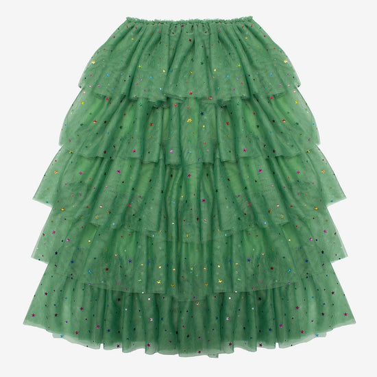 Long tutu sapin de Noël vert en tulle : deguisement enfant noel