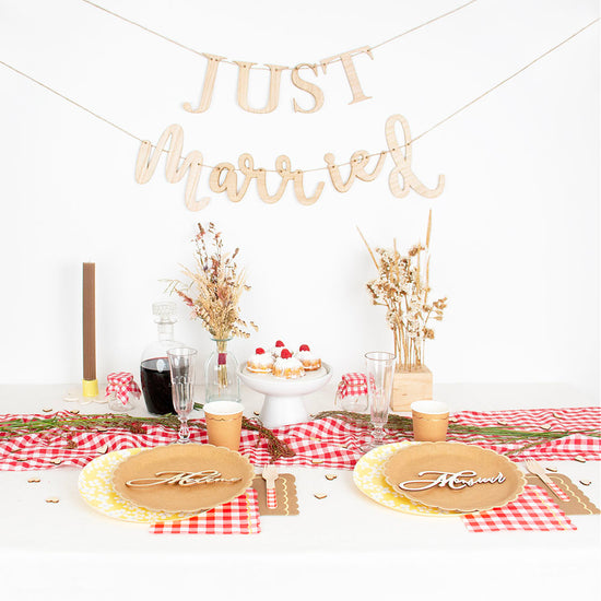 8 kraft and gold cardboard cups: bohemian table decoration