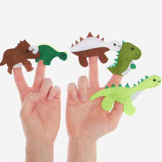 Marionnette de main en feutre à faire : cadeau anniversaire dinosaure