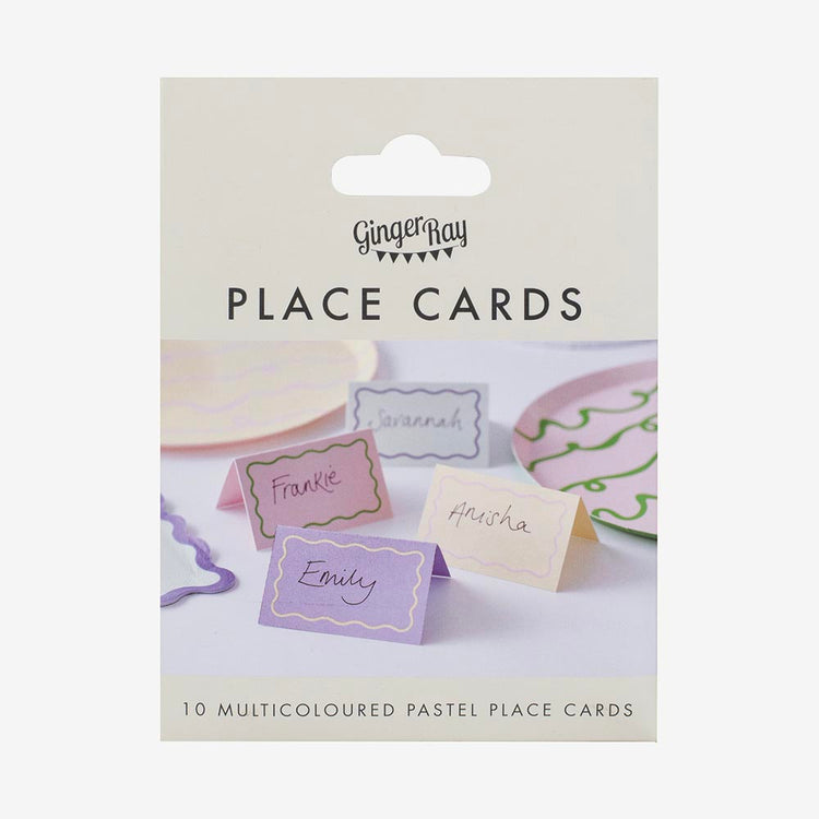 Marque place wavy pastel : decoration anniversaire printemps