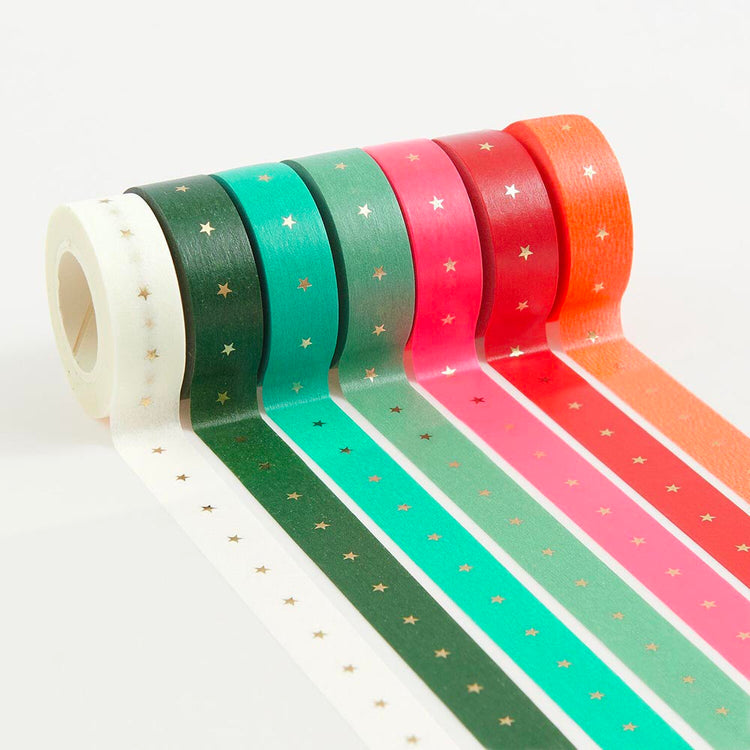 Coffret de 7 masking tapes étoilés : décoration de Noël
