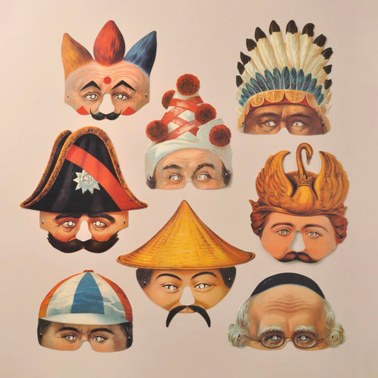 8 masques en papier pays du monde