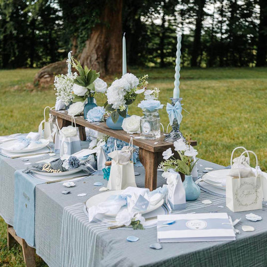 Nappe en gaze de coton bleu