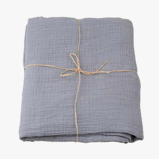 Nappe gaze de coton bleu, tissu raffiné pour un décor bohème