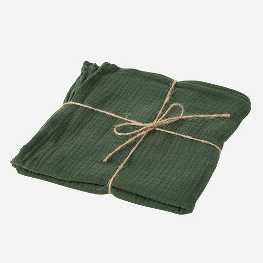 Mantel de gasa de algodón verde inglés: elegante decoración navideña para la mesa