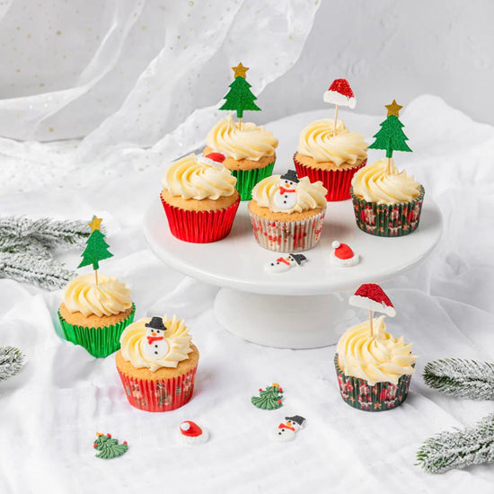 6 toppers en sucre bonhomme de neige - decor gateau de noel