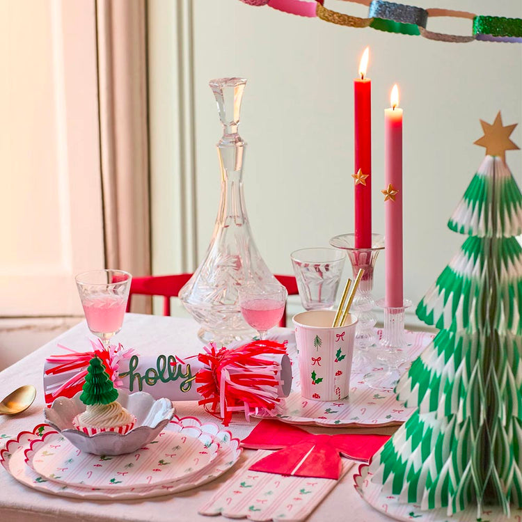 16 serviettes jetables noeuds rouges meri meri pour décoration table de noël 