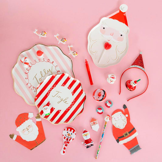 8 étiquettes cadeaux autocollantes - Père Noël traditionnel