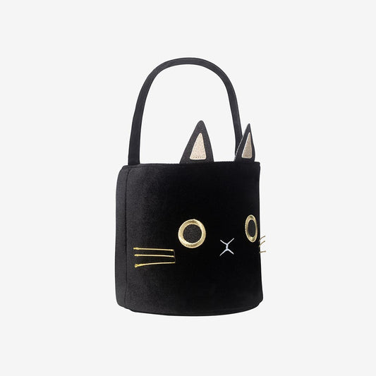 Accessoire pour chasse aux bonbons halloween : panier chat noir