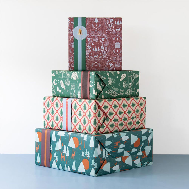 Rouleau de papier cadeau forêt de Noël : emballage cadeau de noel chic