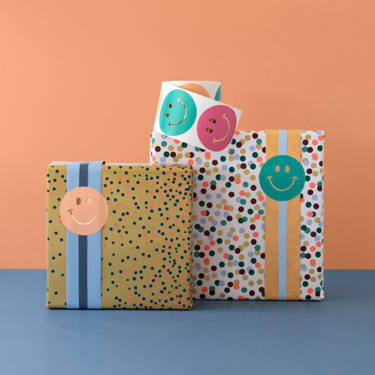 1 rouleau de papier cadeau confettis : emballage cadeau anniversaire