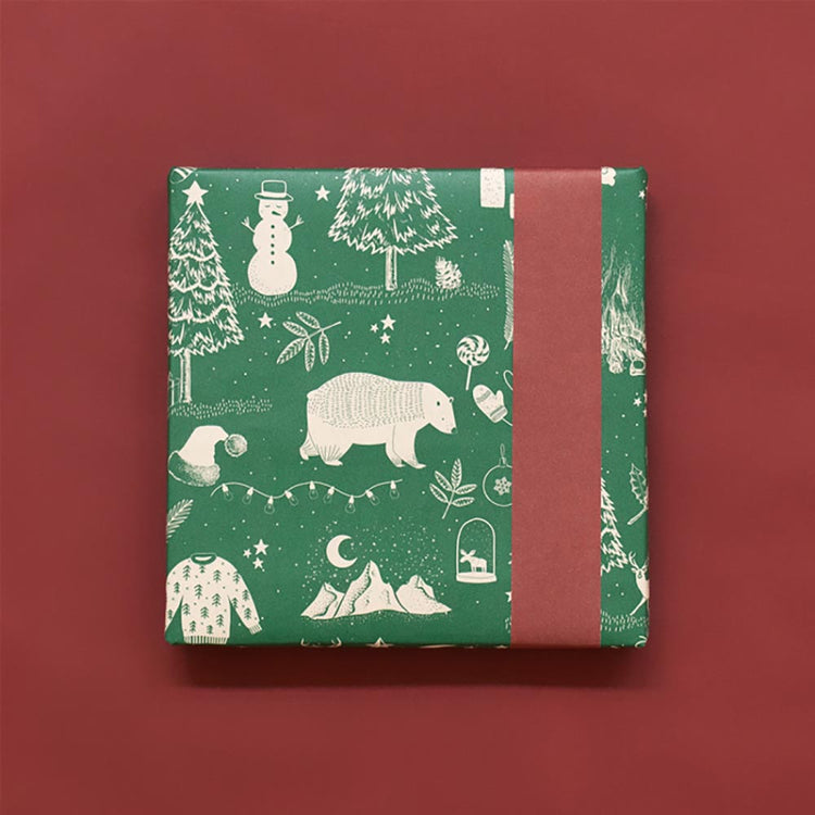 Rouleau papier cadeau Noël vert : emballage cadeau vintage chic