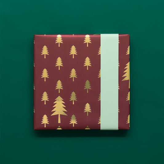 Rollo de papel de árbol de Borgoña: original embalaje de regalo de Navidad